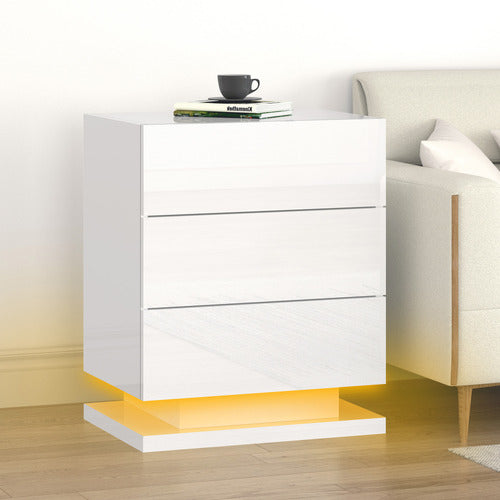 HOXTON ROOM NIGEL 3 DRAWER BEDSIDE TABLE WITH LED LIGHT