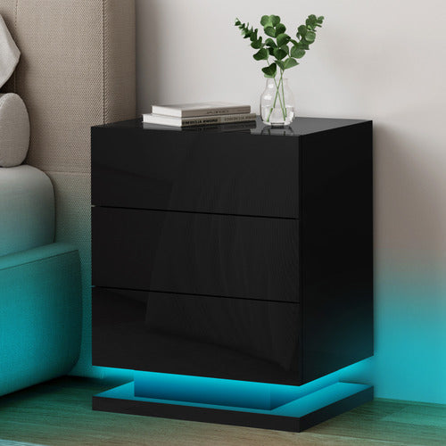 HOXTON ROOM NIGEL 3 DRAWER BEDSIDE TABLE WITH LED LIGHT