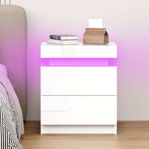 HOXTON ROOM NOLEN 2 DRAWER BEDSIDE TABLE WITH LED LIGHT