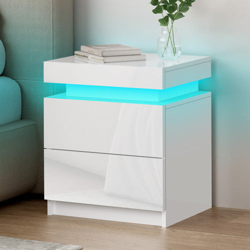 HOXTON ROOM NOLEN 2 DRAWER BEDSIDE TABLE WITH LED LIGHT