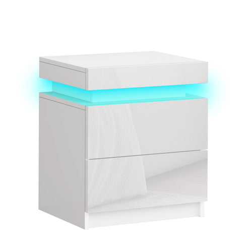 HOXTON ROOM NOLEN 2 DRAWER BEDSIDE TABLE WITH LED LIGHT