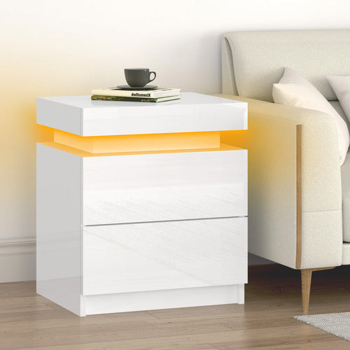 HOXTON ROOM NOLEN 2 DRAWER BEDSIDE TABLE WITH LED LIGHT
