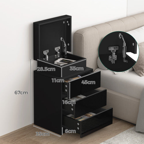 HOXTON ROOM NOVA 3 DRAWER BEDSIDE TABLE WITH LED LIGHT