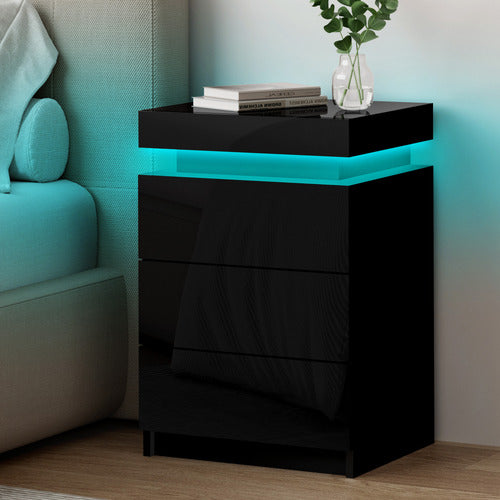 HOXTON ROOM NOVA 3 DRAWER BEDSIDE TABLE WITH LED LIGHT