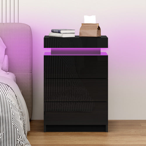 HOXTON ROOM NOVA 3 DRAWER BEDSIDE TABLE WITH LED LIGHT