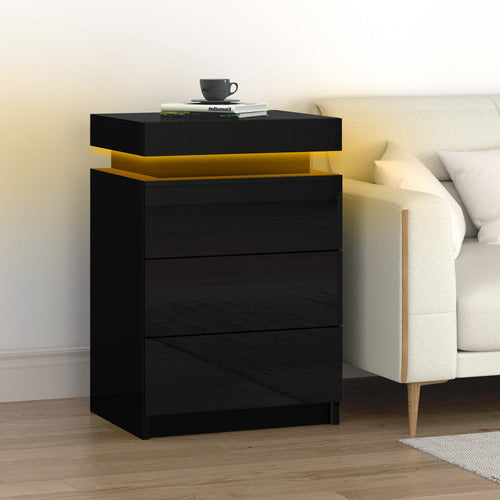 HOXTON ROOM NOVA 3 DRAWER BEDSIDE TABLE WITH LED LIGHT