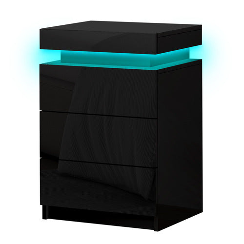 HOXTON ROOM NOVA 3 DRAWER BEDSIDE TABLE WITH LED LIGHT
