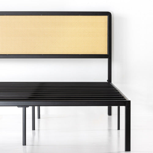 STUDIO HOME LUNAR RATTAN & METAL BED FRAME