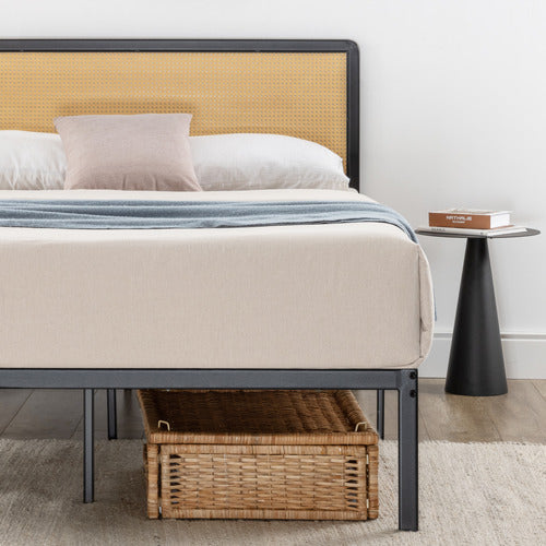STUDIO HOME LUNAR RATTAN & METAL BED FRAME