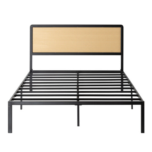 STUDIO HOME LUNAR RATTAN & METAL BED FRAME