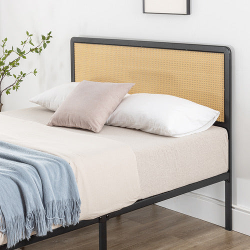 STUDIO HOME LUNAR RATTAN & METAL BED FRAME