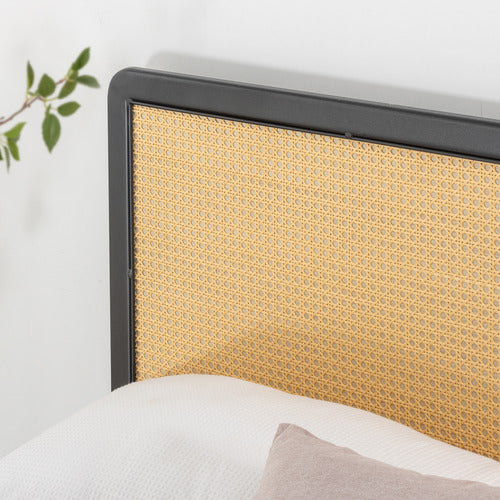 STUDIO HOME LUNAR RATTAN & METAL BED FRAME