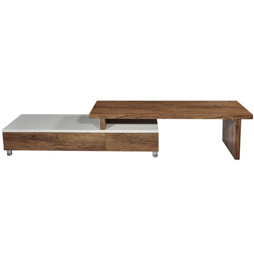 BY DESIGNS OAK & WHITE MILA EXTENDABLE ENTERTAINMENT UNIT