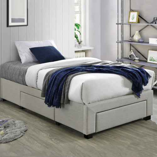 WESTERN DESIGNS OAT WHITE ASTRO KING SINGLE STORAGE BED BASE WITH MATTRESS