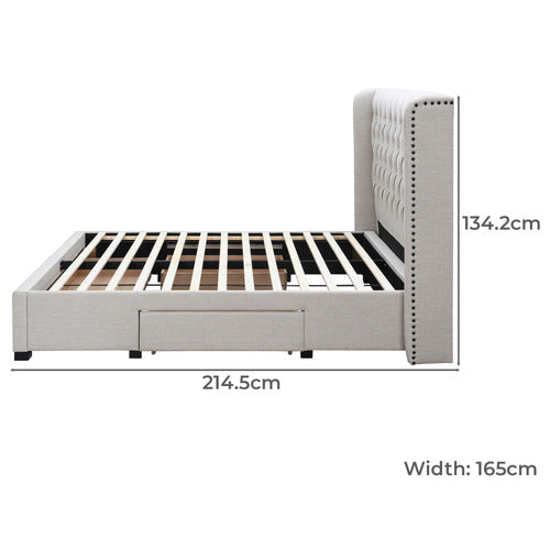 WESTERN DESIGNS OAT WHITE FOREST HILL QUEEN BED WITH UNDERBED DRAWERS