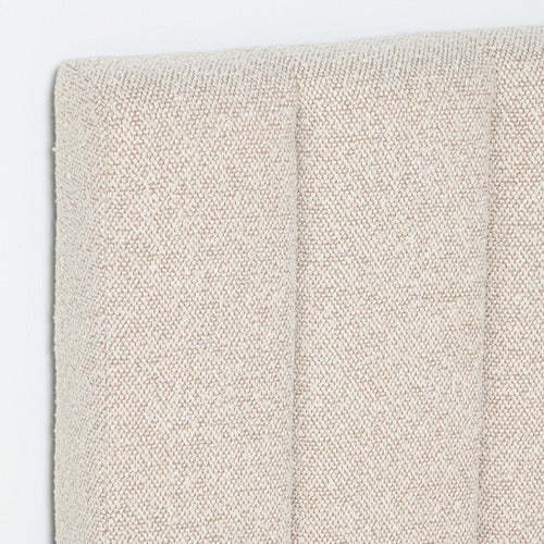 BROOKLYN AND BELLA OATMEAL CECILIA UPHOLSTERED BED FRAME WITH EXTENDED BEDHEAD