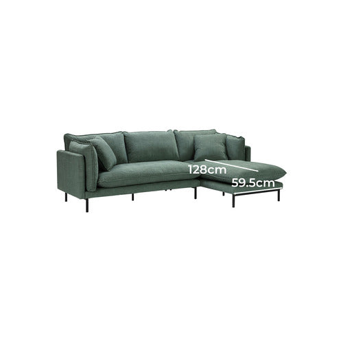 OCEAN GREEN BELLAMY 3 SEATER SOFA WITH CHAISE