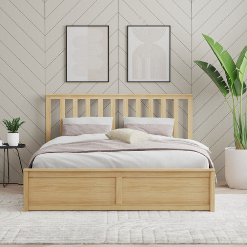 RAWSON & CO OLSEN PINE WOOD GAS LIFT STORAGE BED FRAME