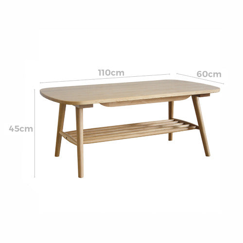 OSCAR OAK COFFEE TABLE WITH SHELF