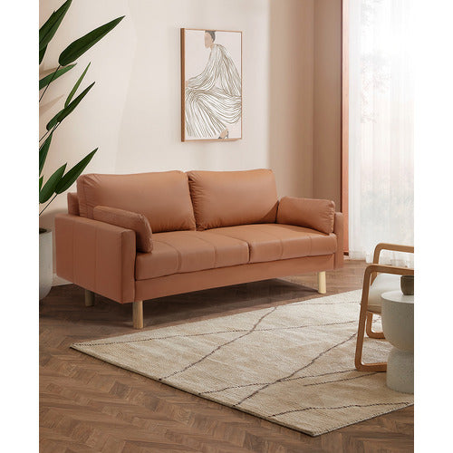 TAN OSLO 3 SEATER UPHOLSTERED SOFA