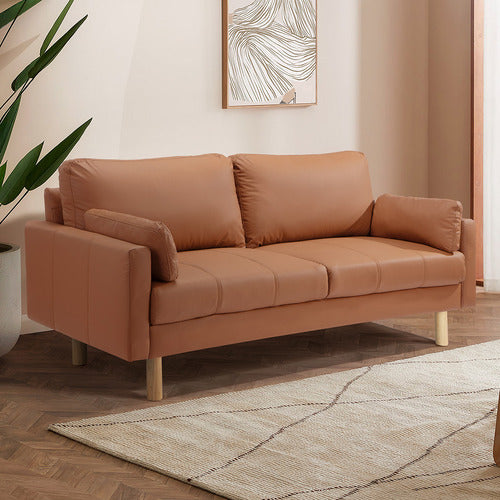 TAN OSLO 3 SEATER UPHOLSTERED SOFA