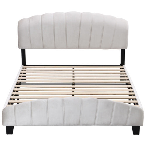 EVIE HOME BEIGE ALDGATE VELVET BED
