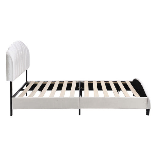 EVIE HOME BEIGE ALDGATE VELVET BED