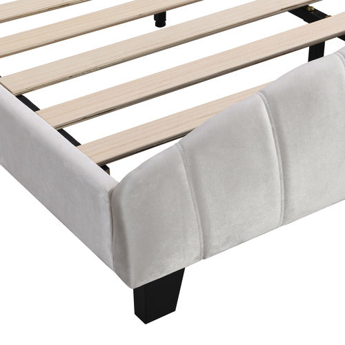 EVIE HOME BEIGE ALDGATE VELVET BED