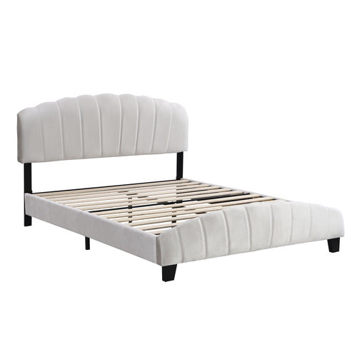 EVIE HOME BEIGE ALDGATE VELVET BED