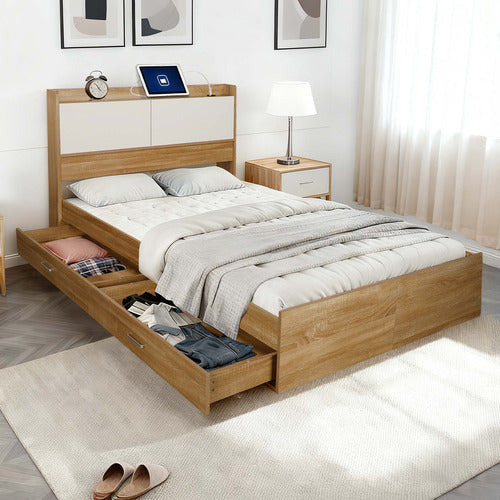 EXPERT HOMEWARES OTELIA BED WITH USB PORT & DRAWERS