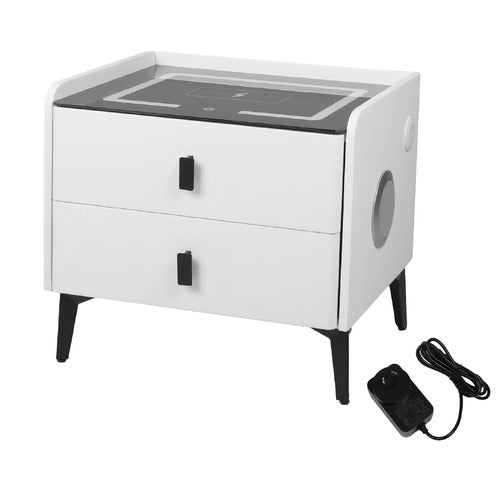 OAKLEIGH HOME OVETTE 2 DRAWER LED BEDSIDE TABLE WITH CHARGING STATION