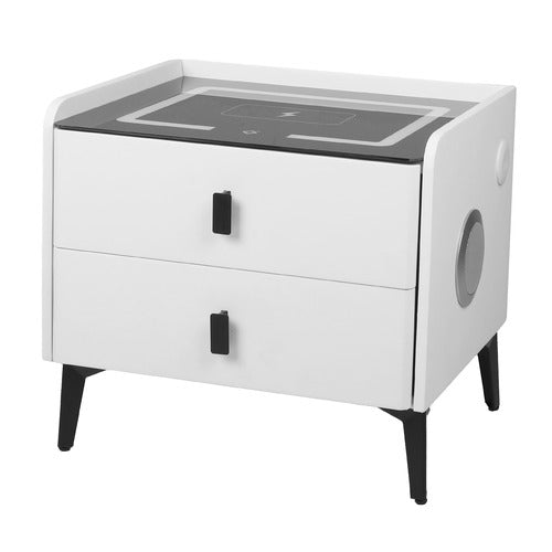 OAKLEIGH HOME OVETTE 2 DRAWER LED BEDSIDE TABLE WITH CHARGING STATION