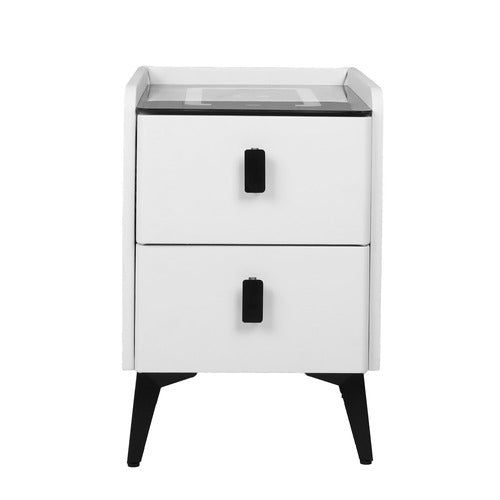 OAKLEIGH HOME OVETTE 2 DRAWER LED BEDSIDE TABLE WITH CHARGING STATION
