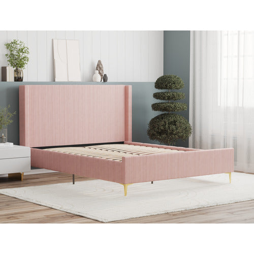 RAWSON & CO PINK SOULIN CORDUROY PLATFORM BED