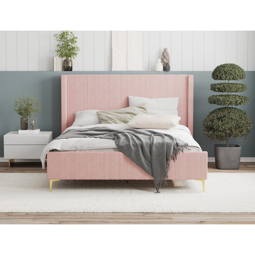 RAWSON & CO PINK SOULIN CORDUROY PLATFORM BED