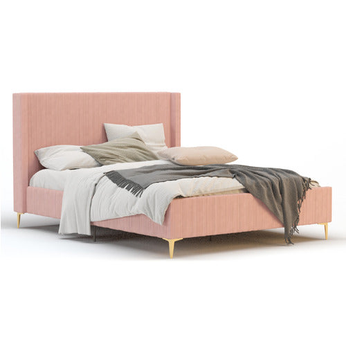RAWSON & CO PINK SOULIN CORDUROY PLATFORM BED