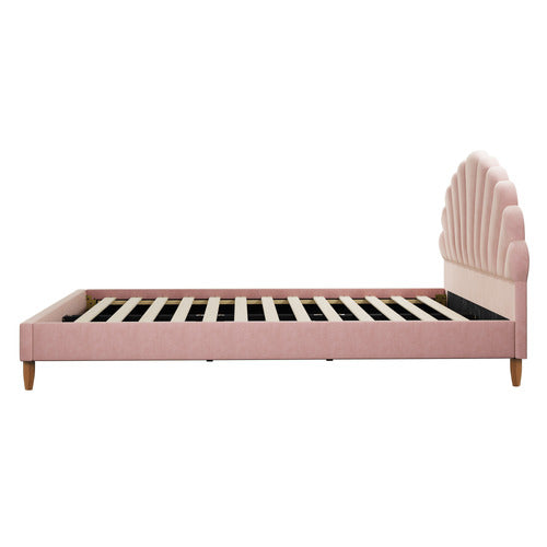 LIVING FUSION PINK FLORIN VELVET BED