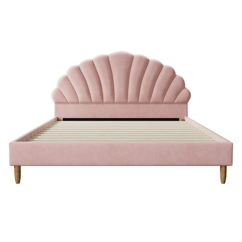 LIVING FUSION PINK FLORIN VELVET BED