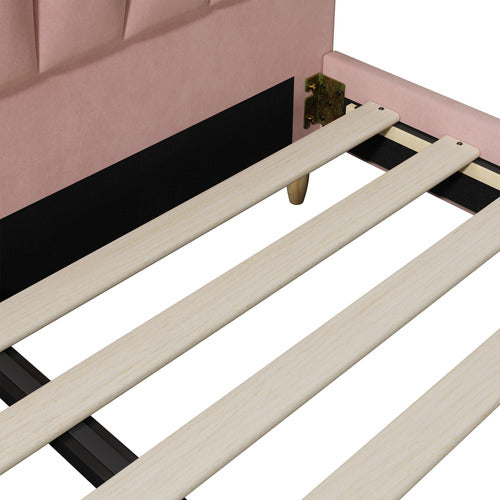 LIVING FUSION PINK FLORIN VELVET BED