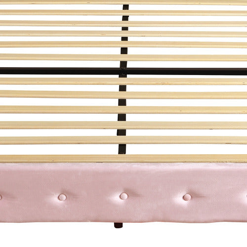 OAKLEIGH HOME PINK LEIF VELVET BED WITH LED