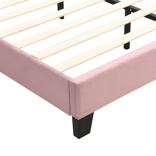 EVIE HOME PINK HOLT BUTTON-TUFTED VELVET BED FRAME