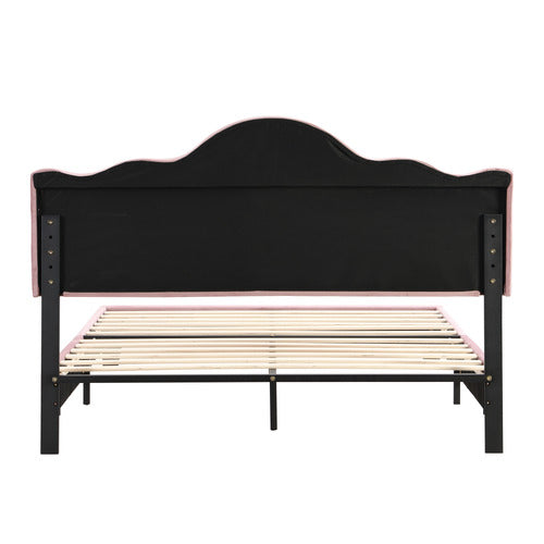 EVIE HOME PINK HOLT BUTTON-TUFTED VELVET BED FRAME