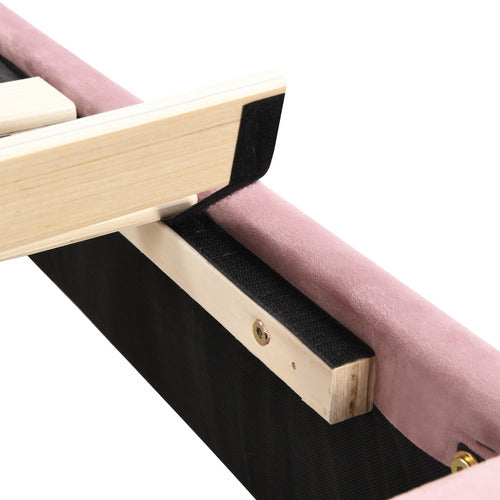 EVIE HOME PINK HOLT BUTTON-TUFTED VELVET BED FRAME