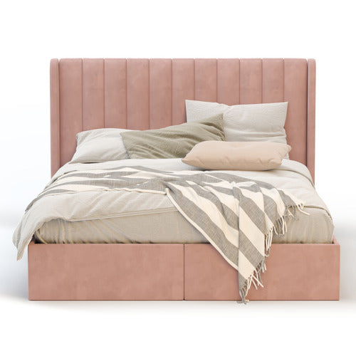 RAWSON & CO PINK TULAWIE VELVET BED WITH UNDERBED DRAWERS