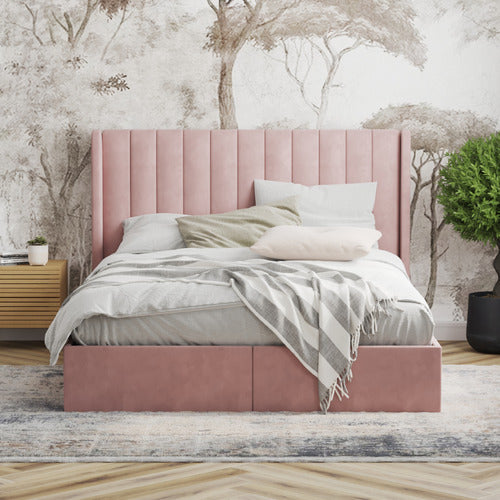 RAWSON & CO PINK TULAWIE VELVET BED WITH UNDERBED DRAWERS