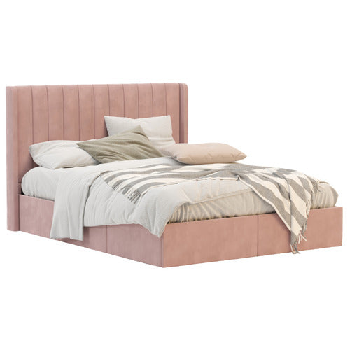 RAWSON & CO PINK TULAWIE VELVET BED WITH UNDERBED DRAWERS