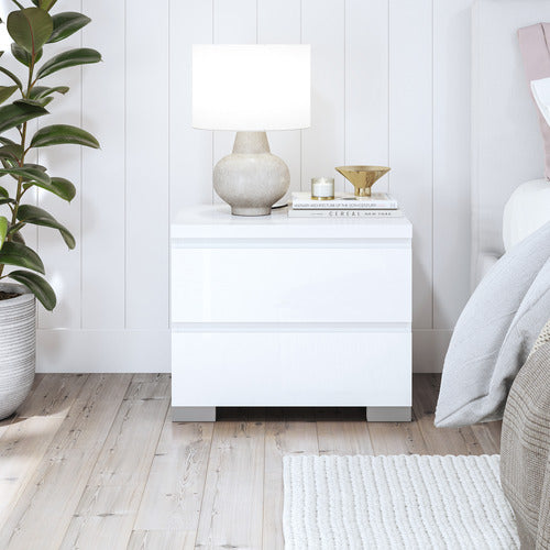 WEST VALLEY INTERIORS PIPER 2 DRAWER BEDSIDE TABLE