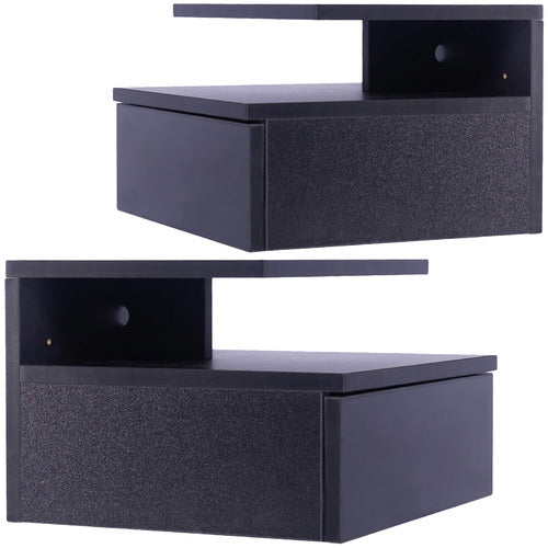 OAKLEIGH HOME POLLER WALL MOUNTED LED BEDSIDE TABLES (SET OF 2)