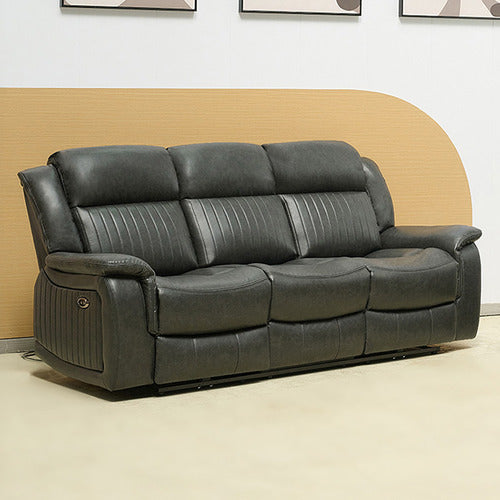 BY DESIGNS POWELL 3 SEATER FAUX LEATHER RECLINER SOFA