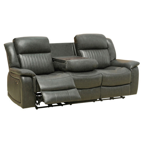 BY DESIGNS POWELL 3 SEATER FAUX LEATHER RECLINER SOFA
